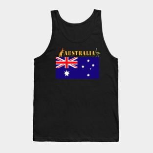 Flag - Australia w Roo and Emu w Txt Tank Top